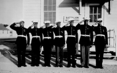 A group of the Montford Point Marines in dress blues