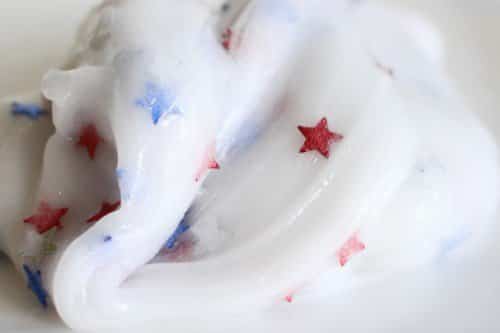 White slime with red and blue stars mixed in