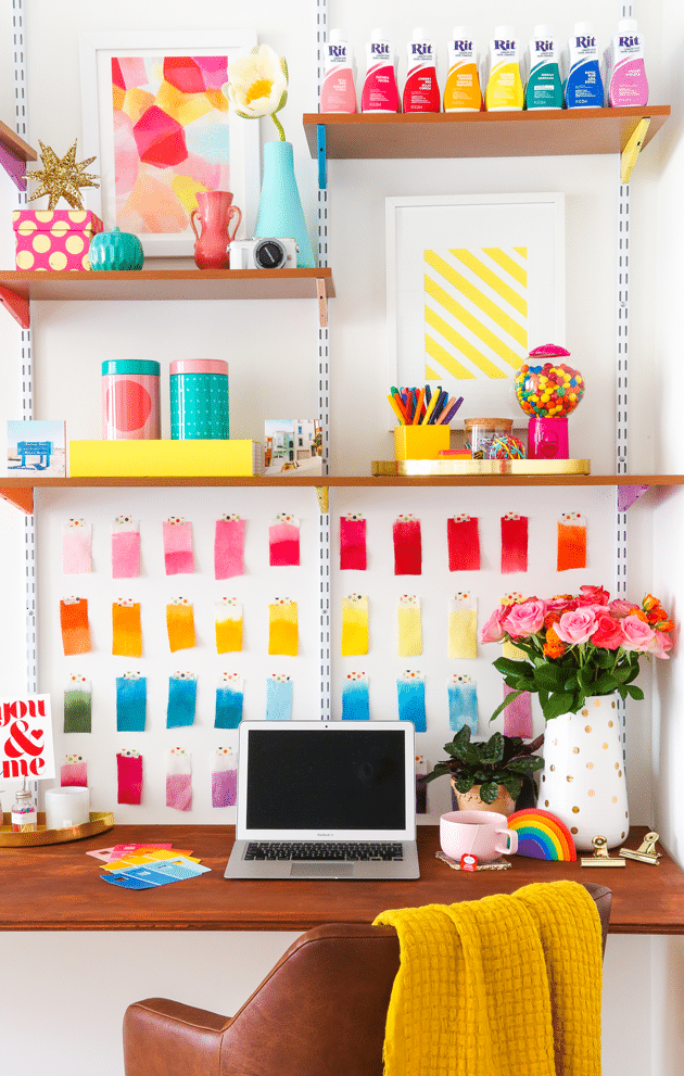 Bright and Colorful Home Office Space by The Crafted Life
