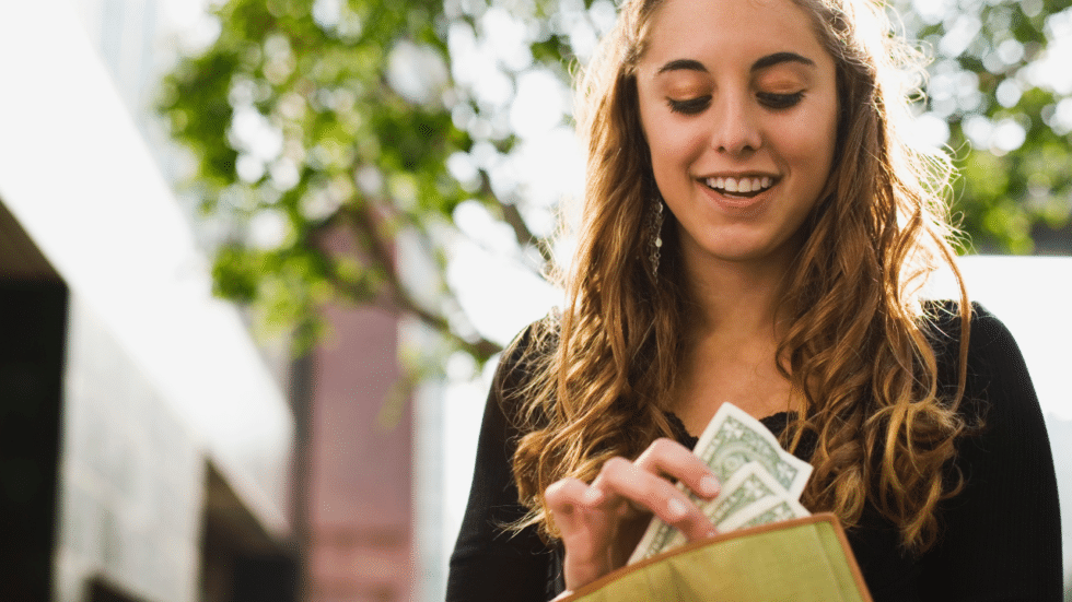 Teen counting money